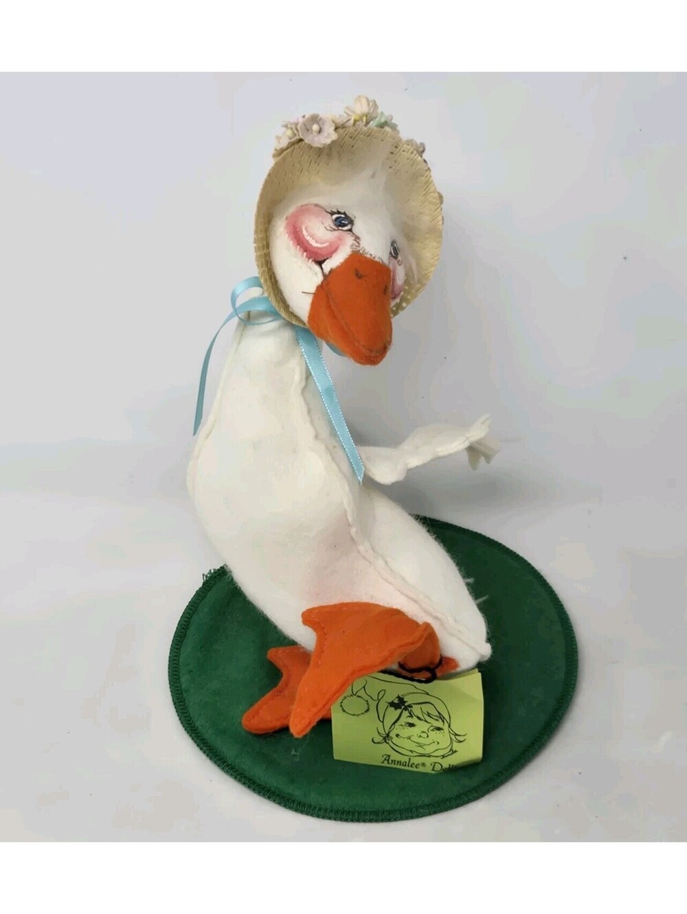 Vintage 1986 Annalee Dolls Easter Parade Goose Duck in Straw Hat Floral